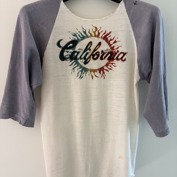 80s Vintage Natural Distressed 3/4 tee