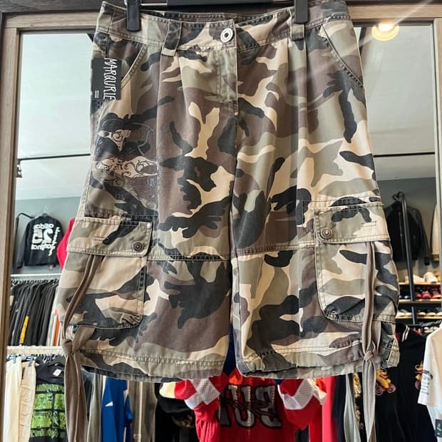 베티붑 진스 카키 카모플라쥬 핀턱 투턱 카고포켓 y2