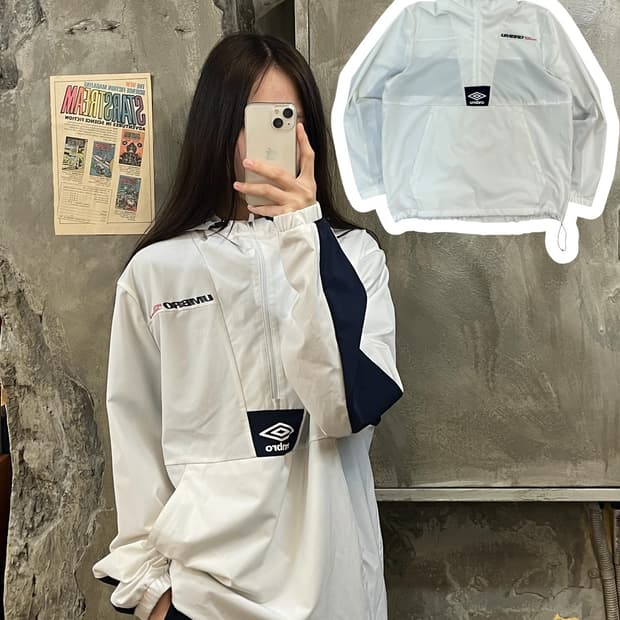 엄브로 반집업 아노락 화이트 100 #csz452
