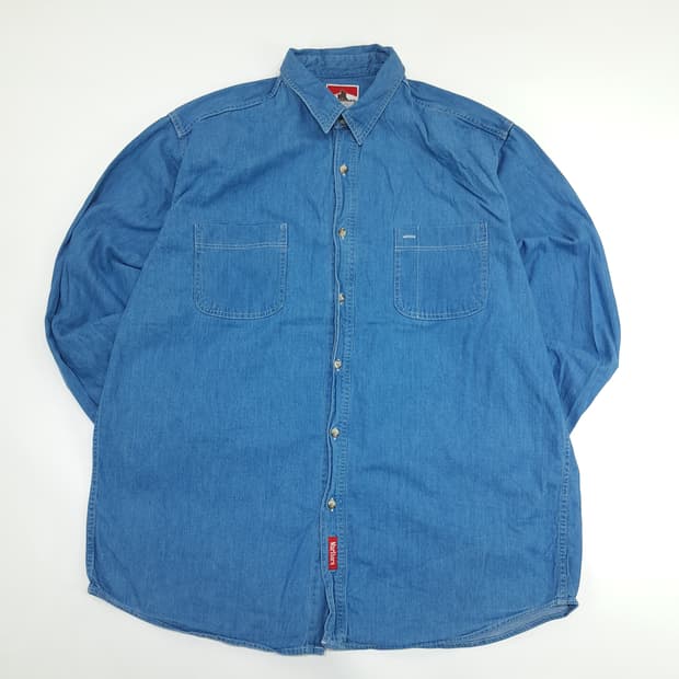 Co824 XL 말보로 클래식 80s 캐나다 중청 데님 긴팔 워크 셔츠