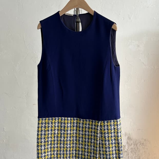 Miu Miu 미우미우 블루 컬러 트위드 슬리브리스 원피스 