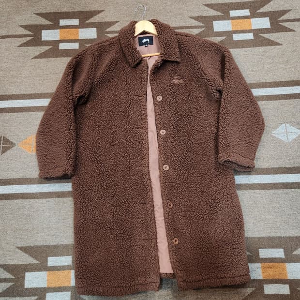 스투시 여성 쿠나 쉐르파 코트 M 후리스 브라운