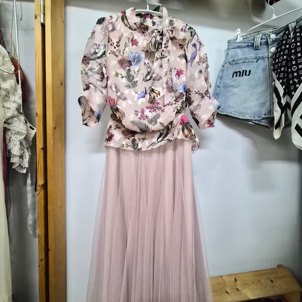 오간자 자수블라우스