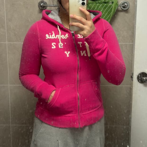 아베크롬비 핑크 딱붙 후드집업 s