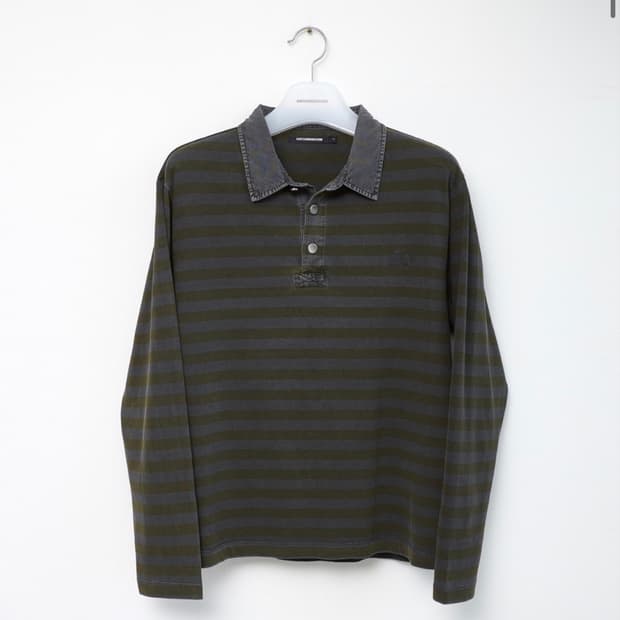 해칭룸 vtg stripe polo tee dyed yellow(4)