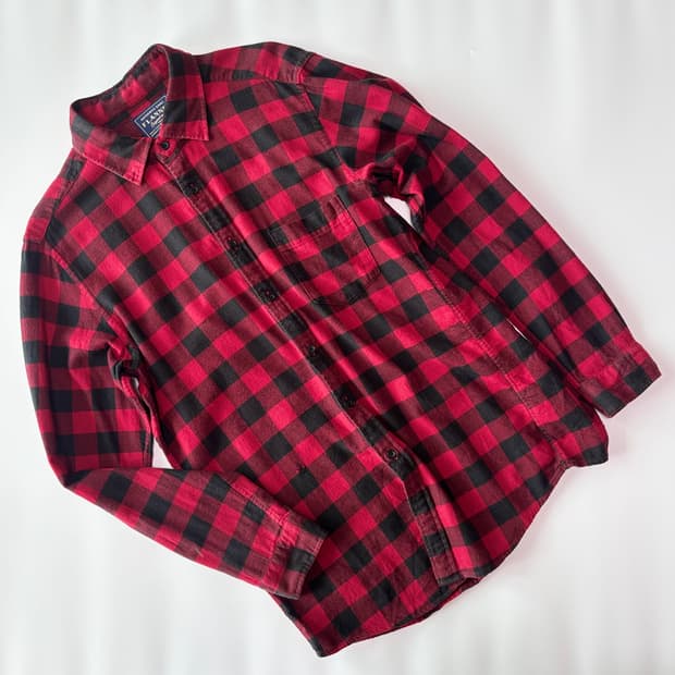 빈티지 버팔로 체크 플란넬 워크 셔츠