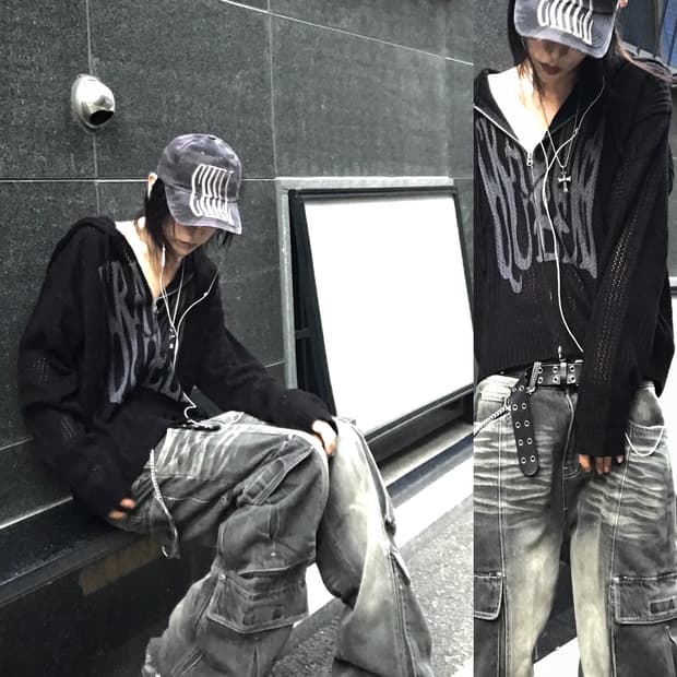 mesh knit zip up hoody