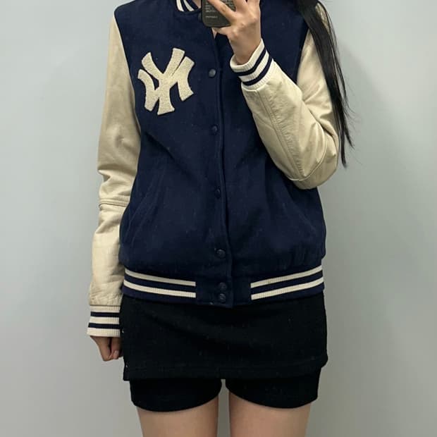 MLB 뉴욕양키스 모직 레더 바시티 자켓