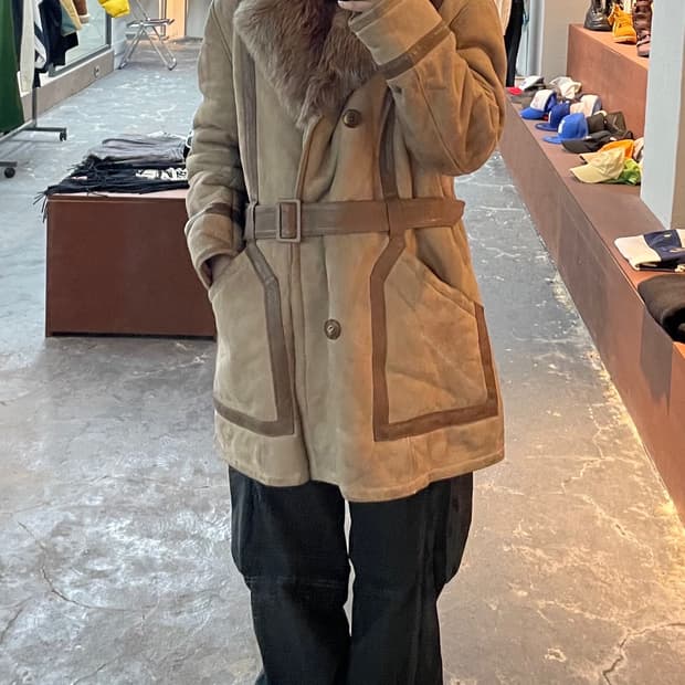 빈티지 70s 양가죽 무스탕 코트 H974