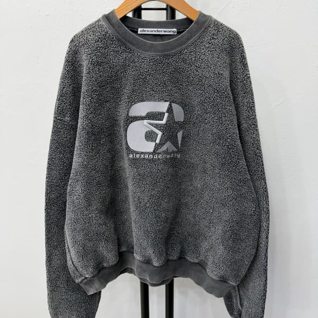 정품) 알렉산더왕 여성 오버사이즈 로고 플리스 맨투맨 XS