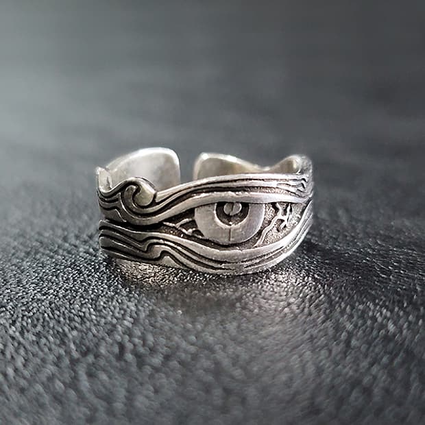 Deepwatch 실버 남자 엔틱 빈티지 명품 고대 눈 반지