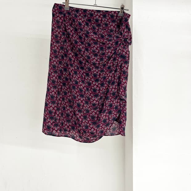 이자벨 마랑 퍼플 플로럴 프린트 랩스커트