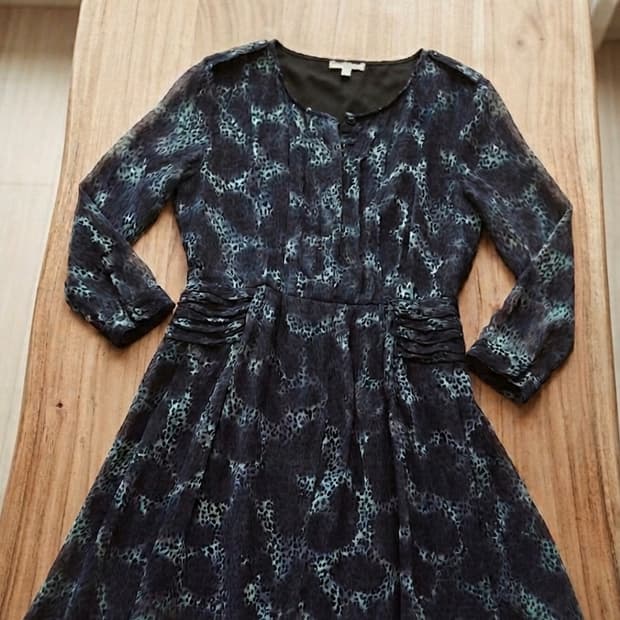 수입 실크100% 레오파드 실크 시폰 원피스