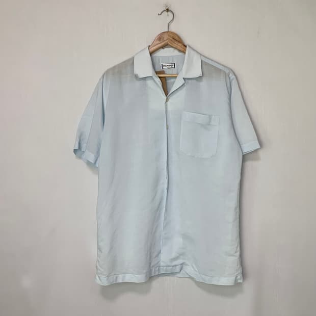 입생로랑 생로랑 빈티지 반팔 린넨 여름 셔츠 스카이블루 남성 100