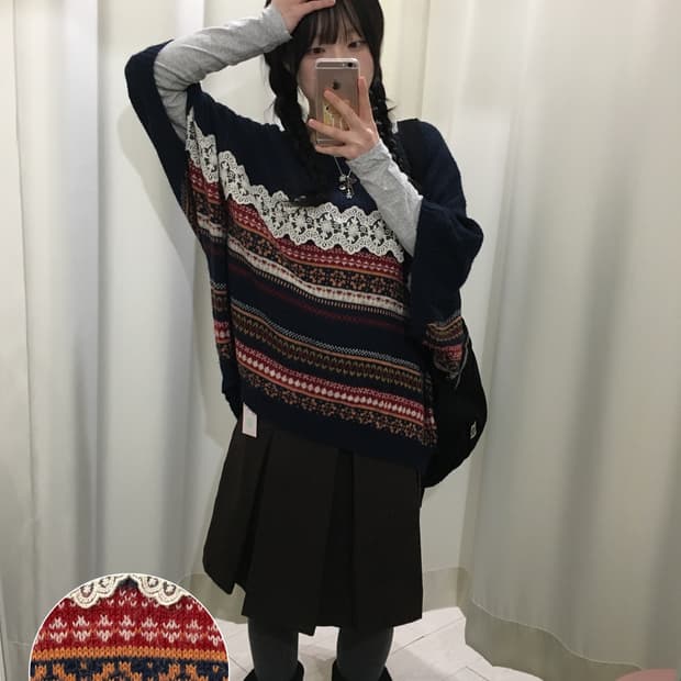 노르딕 오버핏 레이어드 니트