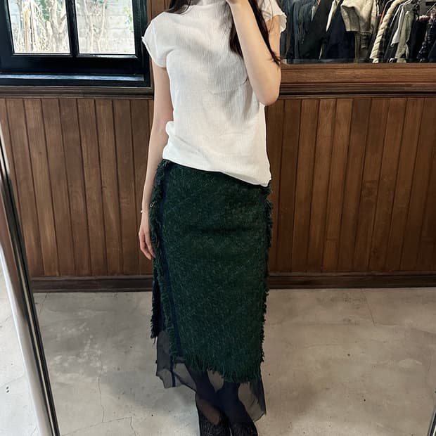 SACAI chiffon mix tweed skirt