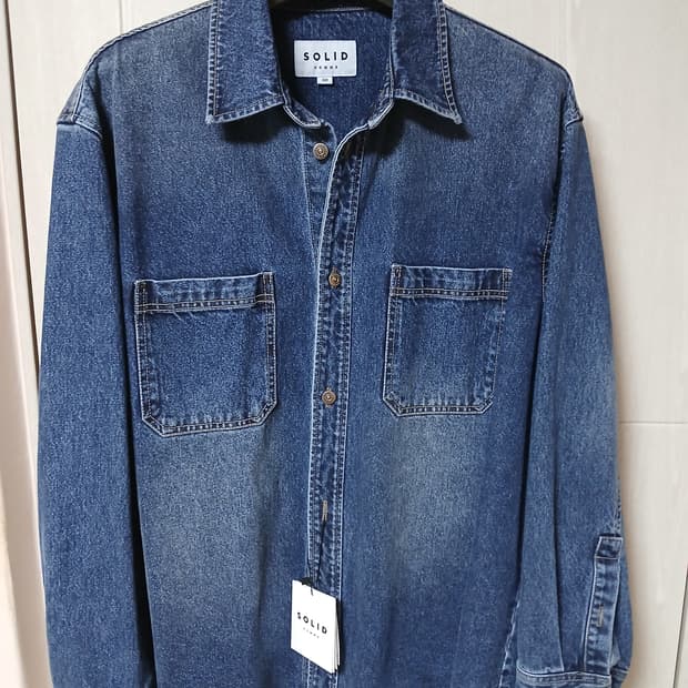 솔리드옴므 백로고 데님셔츠 자켓 셔켓 50 새상품