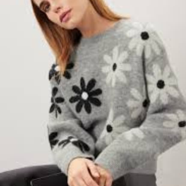 산드로 플로러 알파카 풀오버 니트 탑 1 사이즈