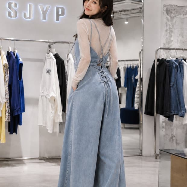 SJYP 데님 점프수트