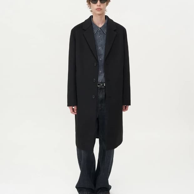 인사일런스 울 코트 M 블랙 울90% 캐시미어10%