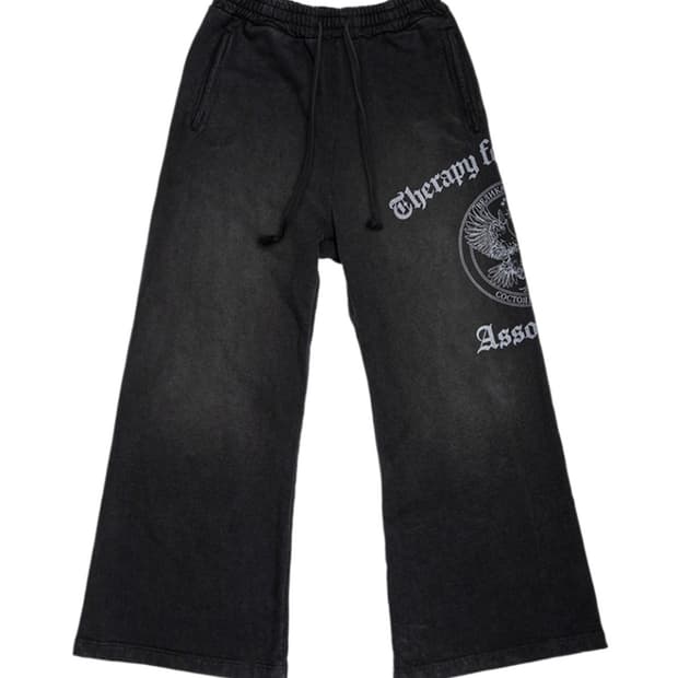 선데이오프클럽 빈티지 와이드 스웻 팬츠 워시드 블랙 2