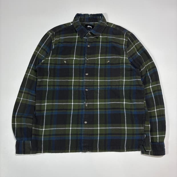 스투시 그린 체크 셔츠