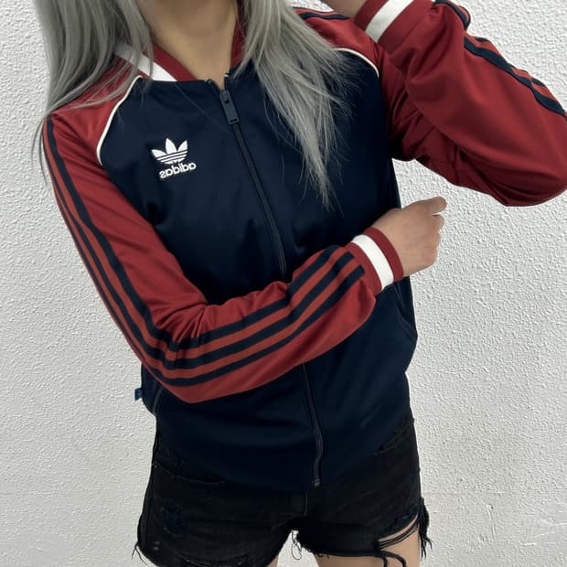 아디다스 네이비라인 와인배색 네이비 트랙탑 90