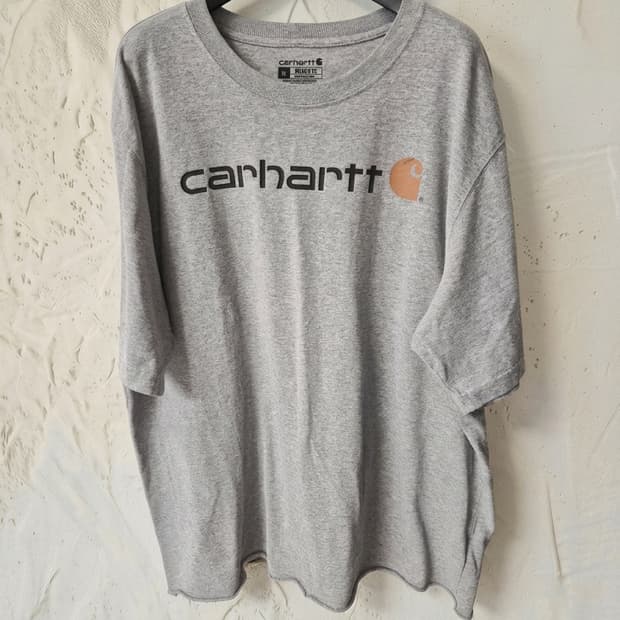 XL] 칼하트(Carhartt) 로고 반팔 티셔츠 (그레이/릴렉스핏)