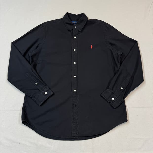 L) 폴로 랄프로렌 클래식핏 옥스포드 셔츠 가먼트다이 블랙