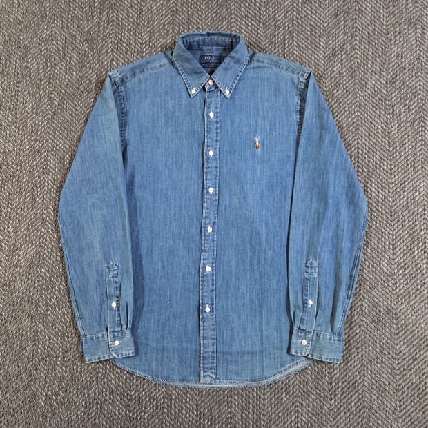 신형 QR 폴로 랄프로렌 클래식핏 샴브레이 데님셔츠