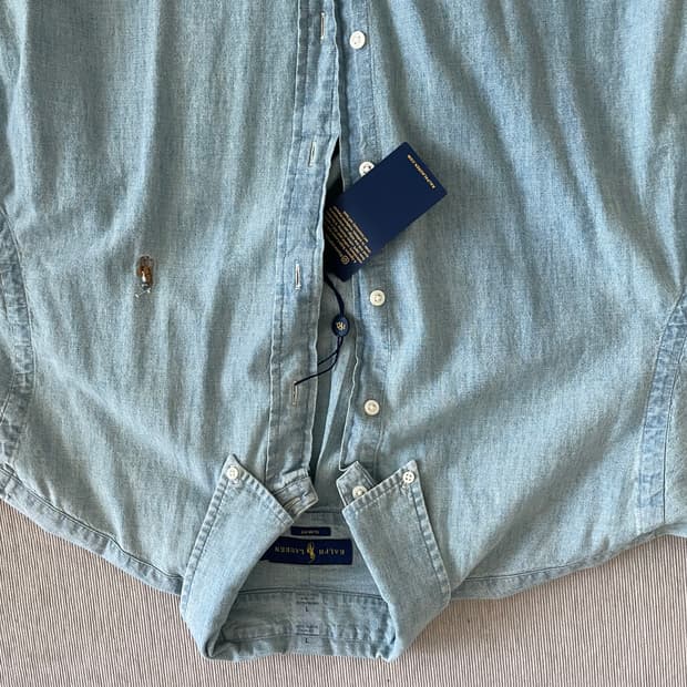 랄프로렌 슬림핏 셔츠 하늘색 L 새상품