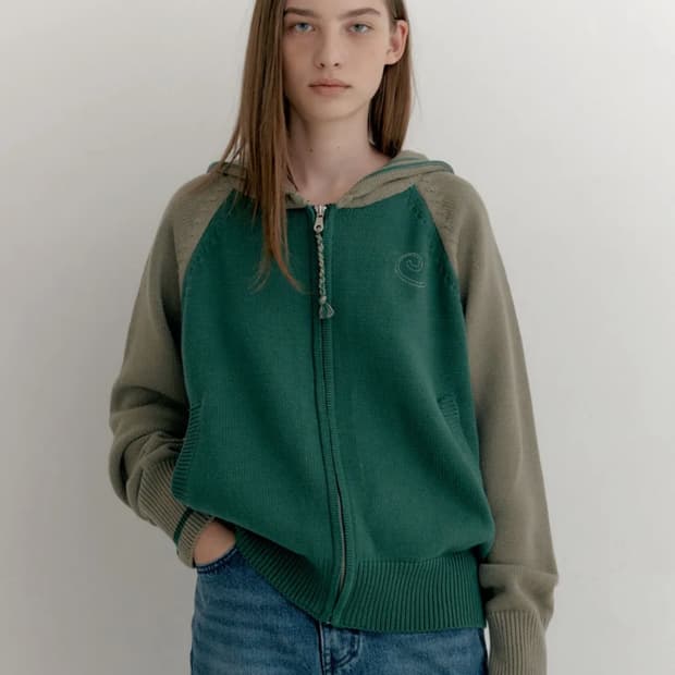 엔조블루스 니트 집업 후디