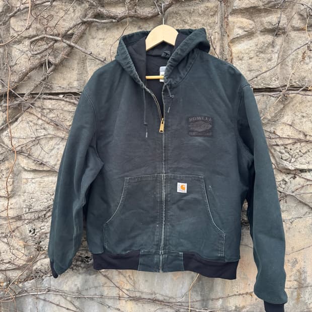 00s 칼하트 빈티지 j131 블랙 페이딩 덕 액티브 후드 워크 자켓
