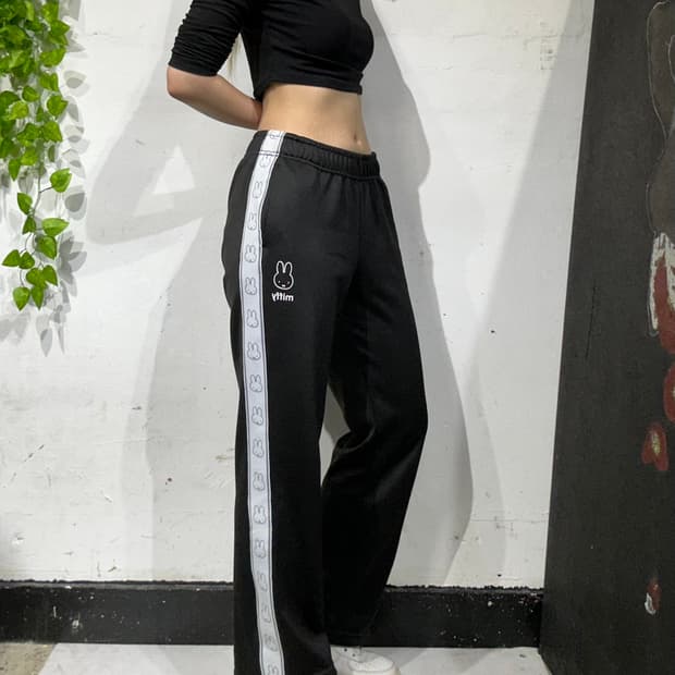 일본 빈티지 미피 블랙 사이드 테이핑 라인 추리닝 바지 트레이닝 팬츠 M