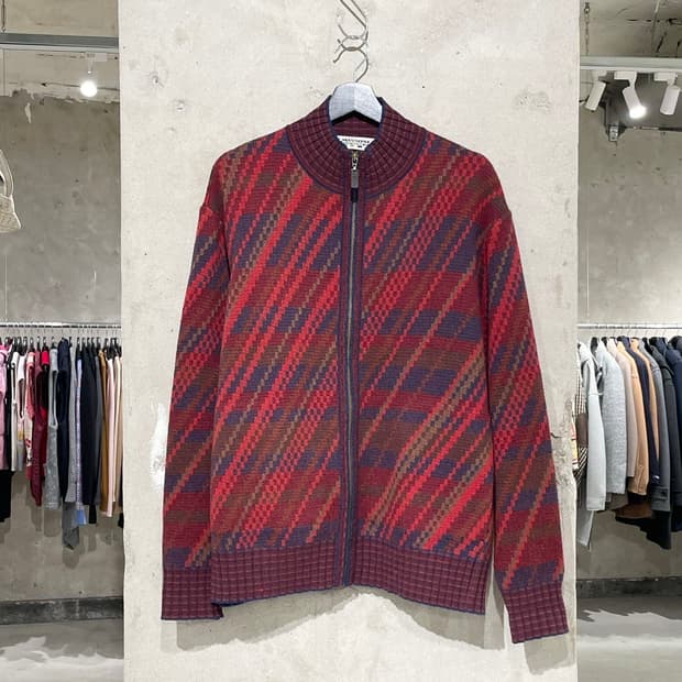 미쏘니 스포츠 레드 캐스케이드 니트 집업 자켓