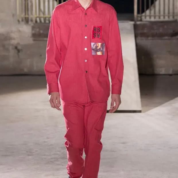 라프시몬스 15ss 레드 데님 셔츠