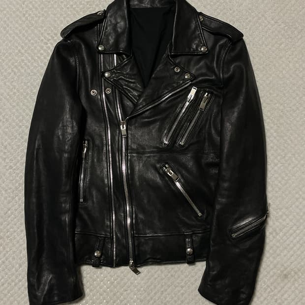 광희시장 웨스턴 무드 양가죽 2WAY 사선 지퍼 디테일 절개 레더 자켓