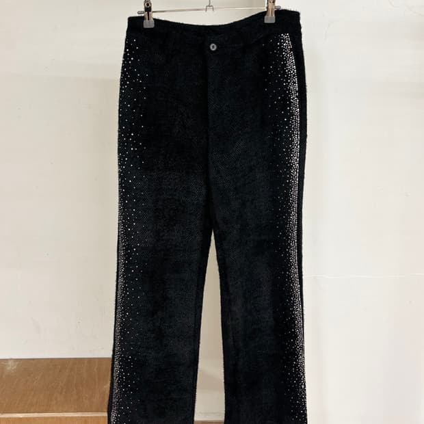 브루앙 블랙 라인스톤 팬츠