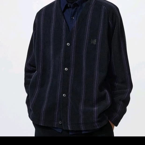 (3XL) 유니클로 X 니들스 후리스 가디건 스트라이프 퍼플