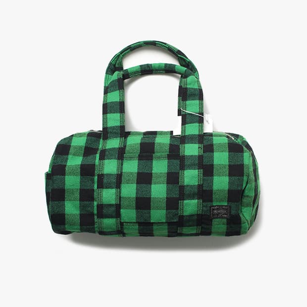  PORTER "Green Check Tote Bag"