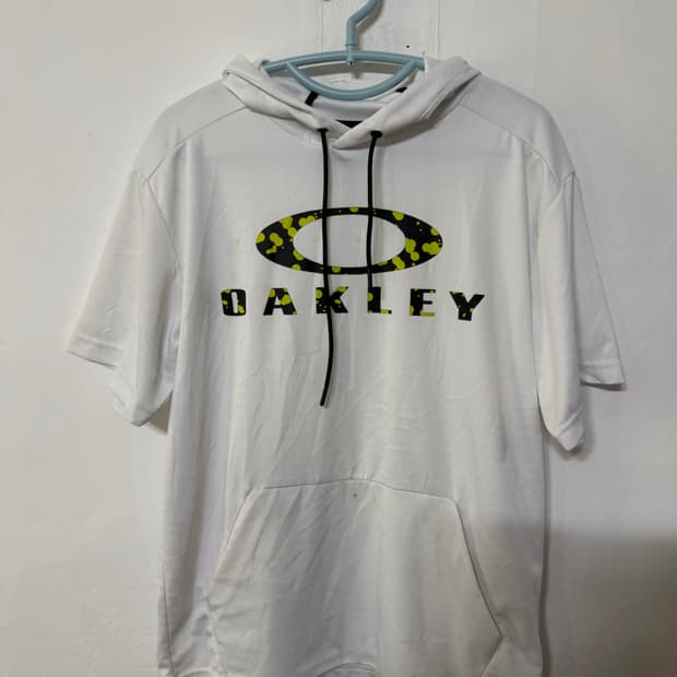 Oakley 기능성 반팔 후드티 화이트 빅로고