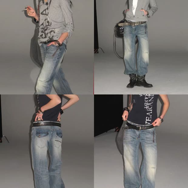 wearAndtear 더블 지퍼 워싱 포켓 로우데님팬츠 M