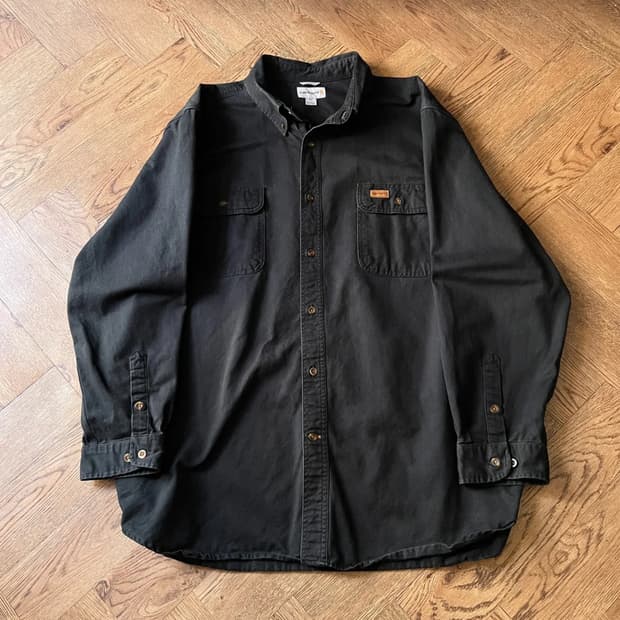 [2XL]칼하트 USA 2포켓 블랙 코튼 워크 셔츠