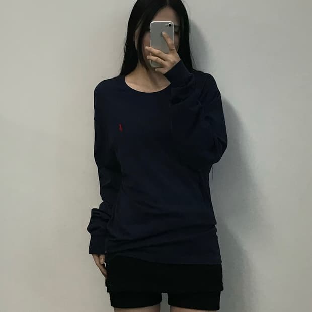 폴로 랄프로렌 자수로고 블랙 롱슬리브 긴팔티