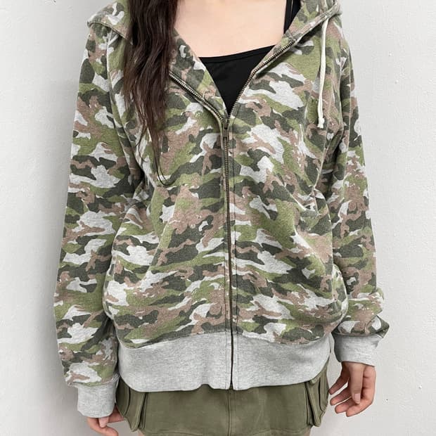 y2k 카모 후드집업