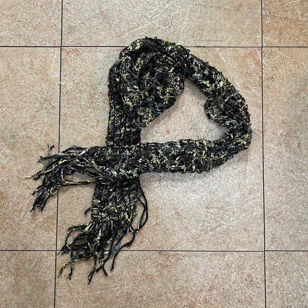 브라운 그물 니트 머플러 목도리