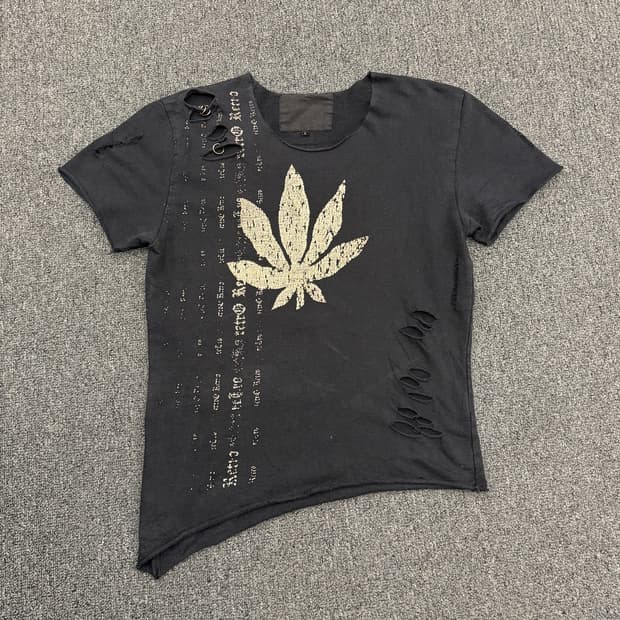 L) japanese vintage 컷아웃 반팔 티셔츠