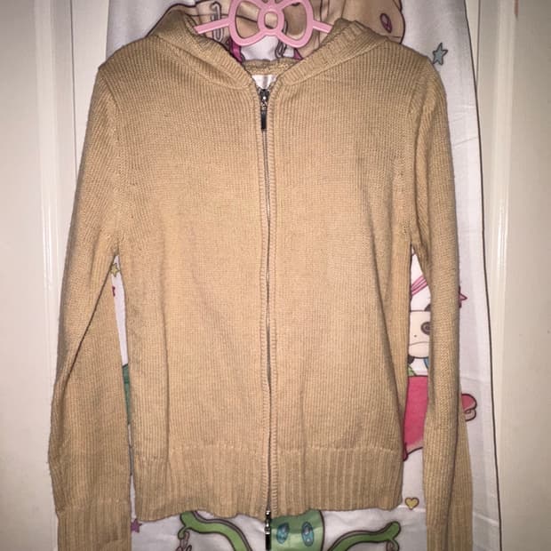 빈티지 베이지 니트 후드집업