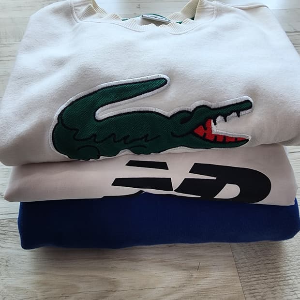 100사이즈 남자 상의 3벌 일괄 라코스테 맨투맨 뉴발란스 반팔티 후드티