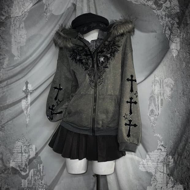 그런지 울프죠 힙합 갸루 비갸루 코디세트 